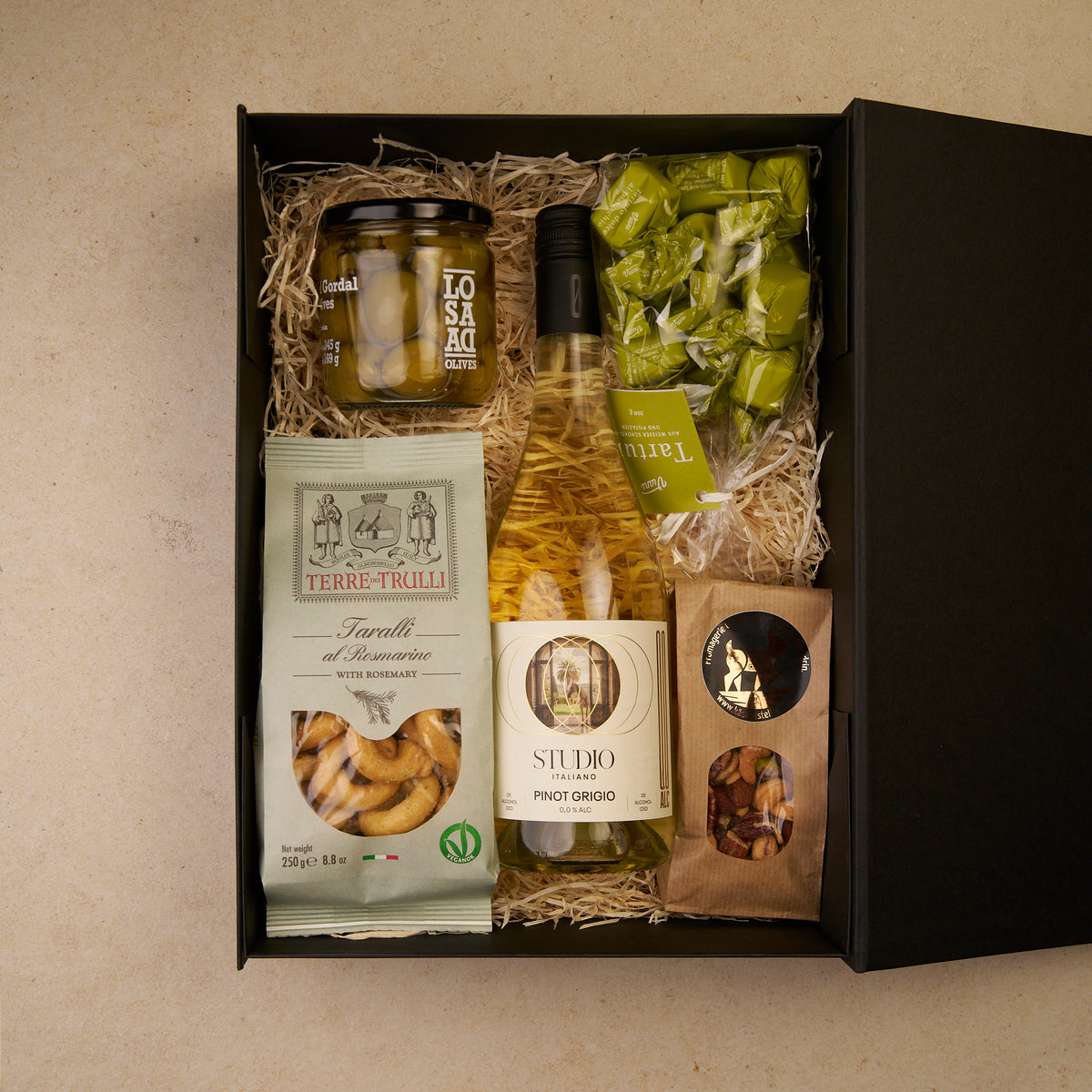 Geschenkbox Weingruß groß alkoholfrei mit Pinot Grigio „Studio Italiano“
