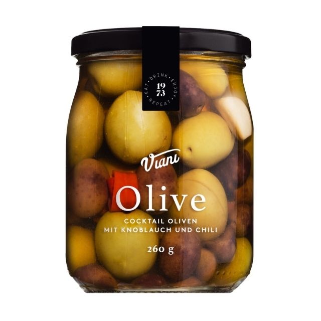 OLIVE - Cocktail Oliven mit Knoblauch und Chili