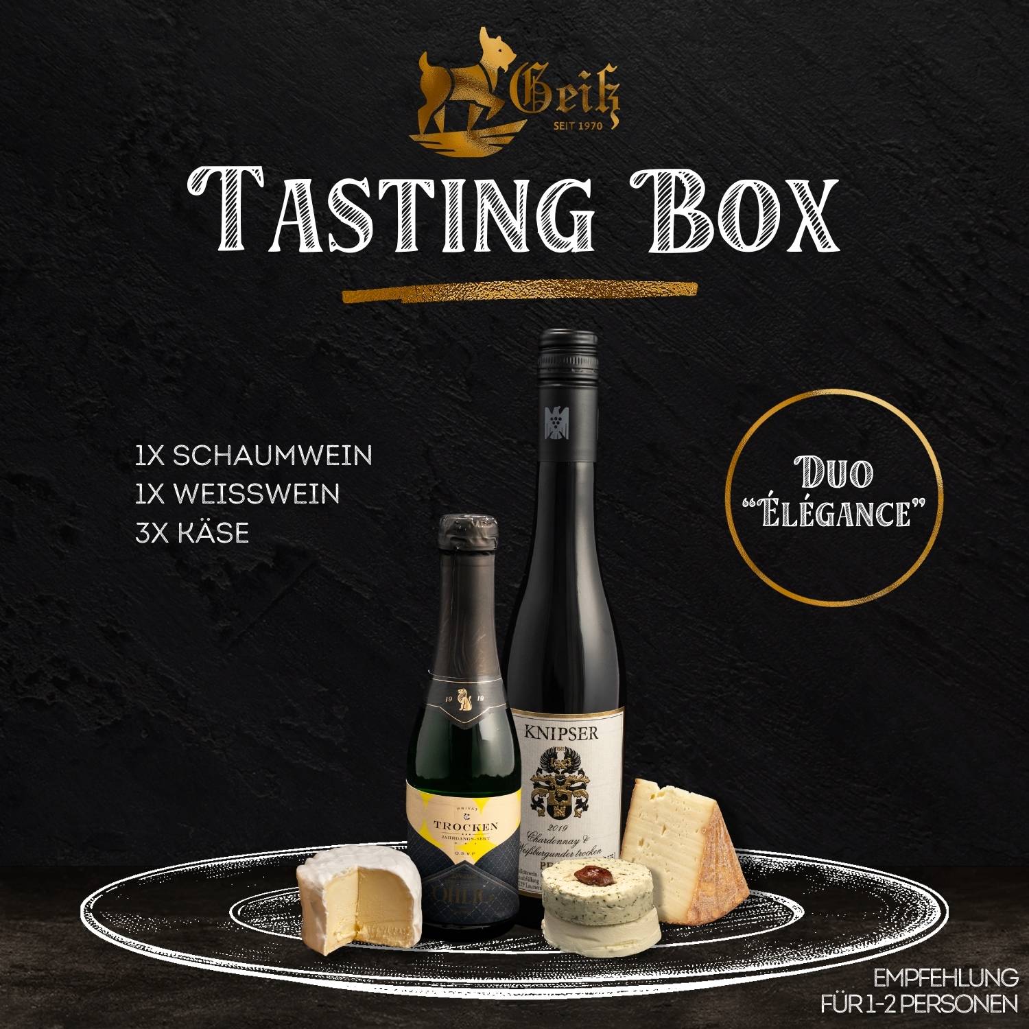 TASTINGBOX - Käse & Wein - Duo “Élégance” TASTINGBOX - Käse & Wein - Duo “Élégance”
